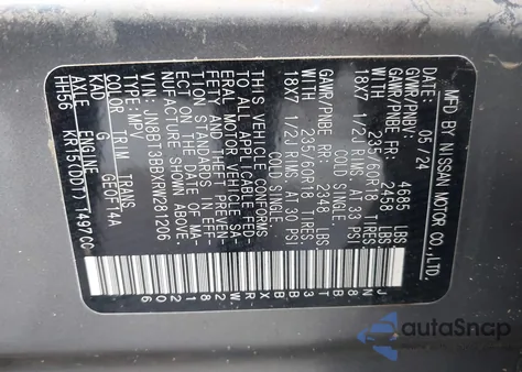 2024 Nissan Rogue Sv Intelligent Awd z USA, uszkodzony, nr VIN JN8BT3BBXRW281206